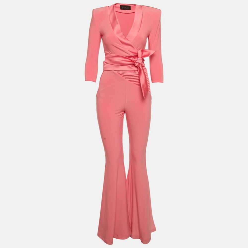 House Of Zhivago Pink Jersey Flared Leg Idunn Jumpsuit S